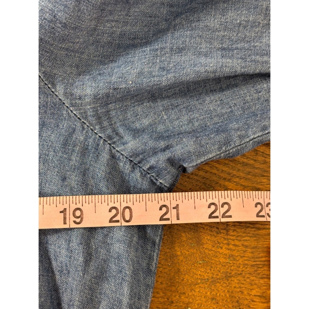 J.McLaughlin Womens Blue Denim Chambray Shirt Dress Midi Pockets Size L - Picture 13 of 15